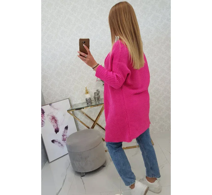 Svetr s netopýřími rukávy růžový neonový