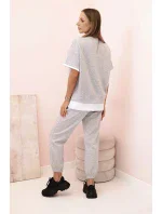 Dámská máslová souprava s krátkým rukávem a kalhotami šedý