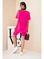 Dámský bavlněný komplet s krátkým rukávem a šortkami žlutý