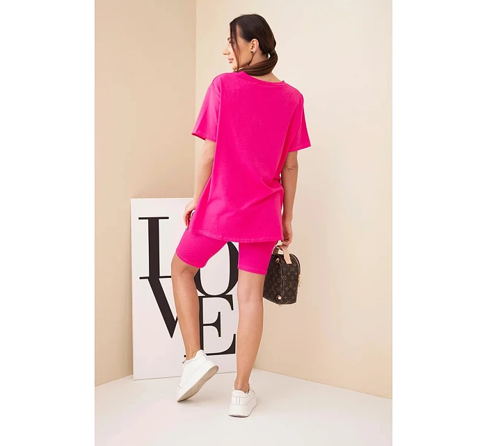 Dámský bavlněný komplet s krátkým rukávem a šortkami žlutý