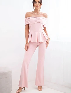 Dámský bavlněný komplet s krátkým rukávem a šortkami žlutý