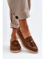 model 21652470 Semišové Dámské Mokasíny na Ploché Podrážce Hnědé - Zazoo