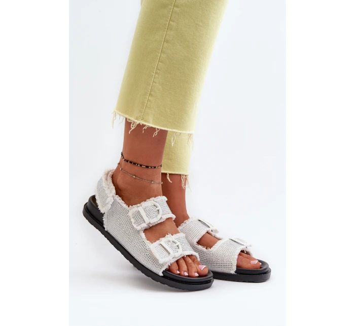 Dámské bílé zdobené džínové sandály model 21657662 - Boto
