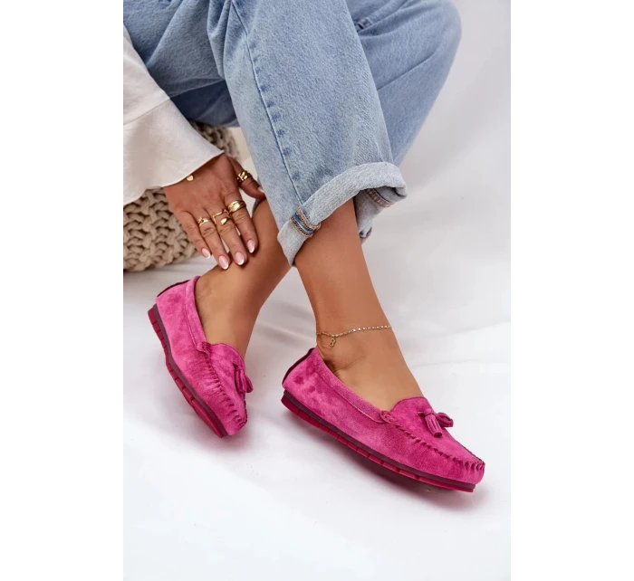 Dámské klasické semišové mokasíny S.Barski – fuchsiové