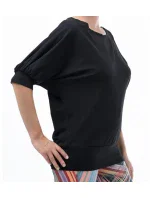 Dámské černé triko s 3/4 netopýřím rukávem A6101 -  Litex