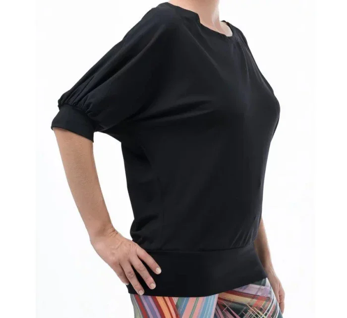 Dámské černé triko s 3/4 netopýřím rukávem A6101 -  Litex