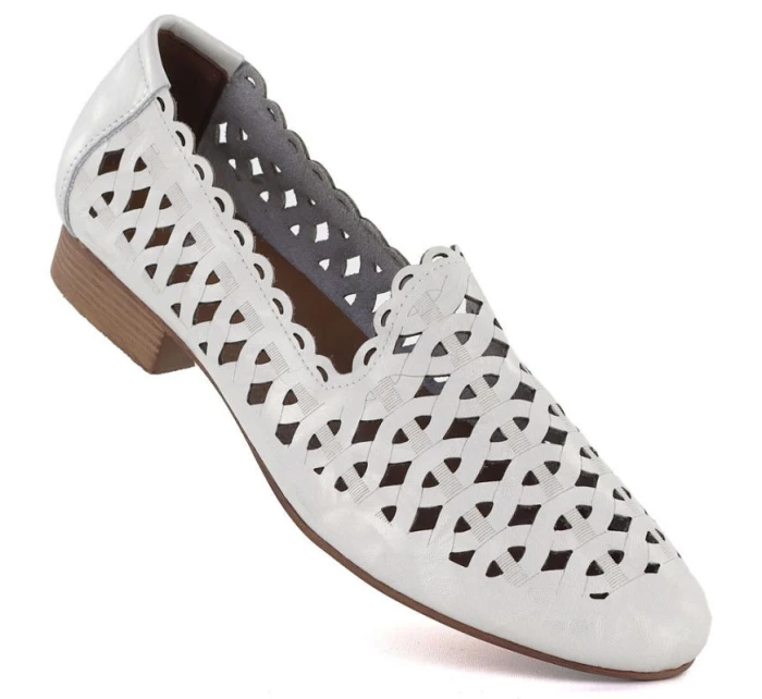 Skórzane damskie białe model 22034207 - JEZZI