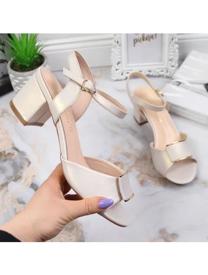 Sergio Leone W SK139F béžové sandály na vysokém jehlovém podpatku