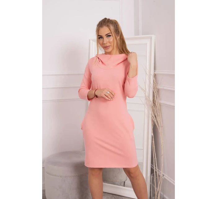 Šaty s kapucí a kapsami meruňková