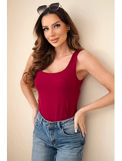 Dámská halenka na ramínka s výstřihem světle bordó