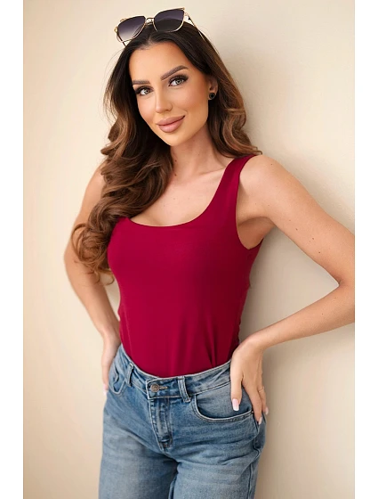 Dámská halenka na ramínka s výstřihem světle bordó