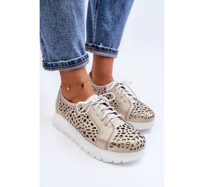 Kožené Polobotky Na Platformě Bežové model 21646202 - Zazoo Kožené Polobotky Na Platformě Bežové model 21646202 - Zazoo