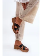 Zazoo 40412 Kožené Elegantní Dámské Žabky S Zlatým Ozdobou Černé