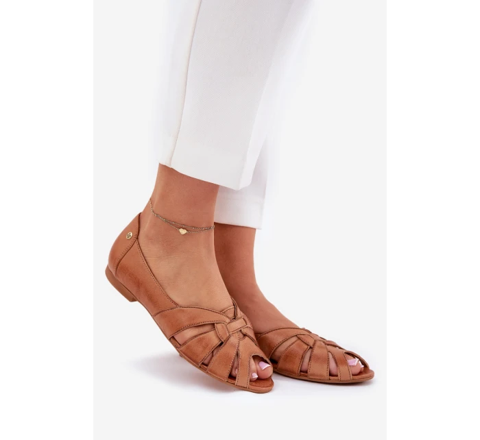 Kožené Baletky S Otevřenými Prsty Maciejka 06908-29/001-1 Hnědé