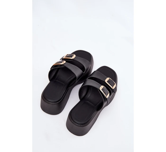 Dámské Klapky Na Klínu A Platformě S Přezkami Černé Nitarelia Dámské Klapky Na Klínu A Platformě S Přezkami Černé Nitarelia