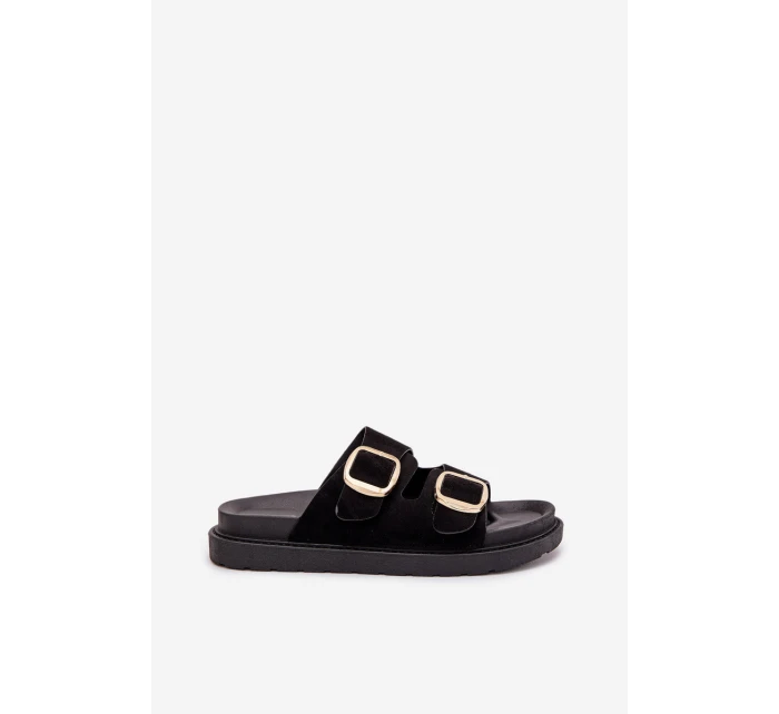 Dámské Sandały Na Platformě Se Zlatými Přezkami Černé Verena Dámské Sandały Na Platformě Se Zlatými Přezkami Černé Verena