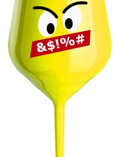 NAŠTVANÝ SMAJLÍK - žlutá nerozbitná sklenice na víno 470 ml