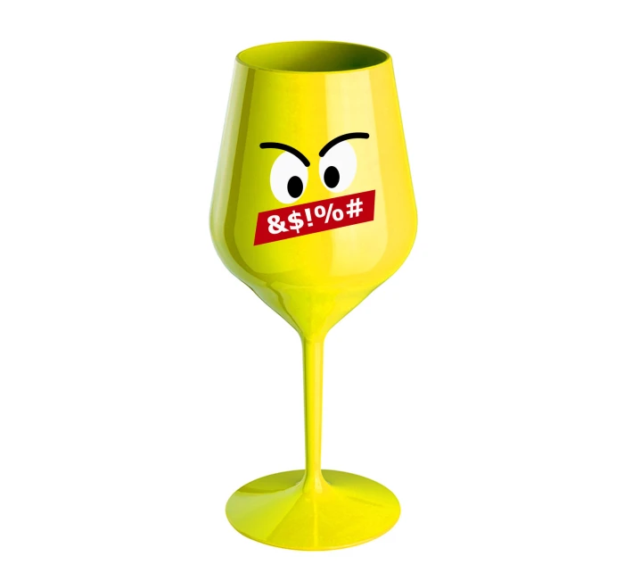 NAŠTVANÝ SMAJLÍK - žlutá nerozbitná sklenice na víno 470 ml NAŠTVANÝ SMAJLÍK - žlutá nerozbitná sklenice na víno 470 ml