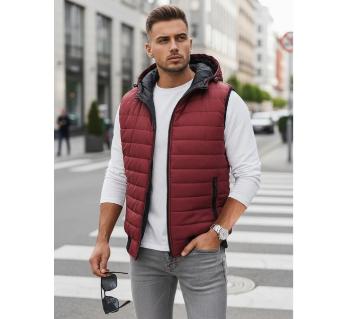 Vínová pánská vesta FashionStreet TX4238 Vínová pánská vesta FashionStreet TX4238