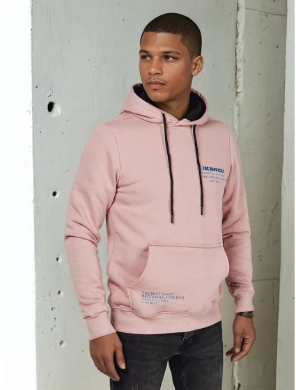 FashionStreet pánská růžová mikina s kapucí BX5692