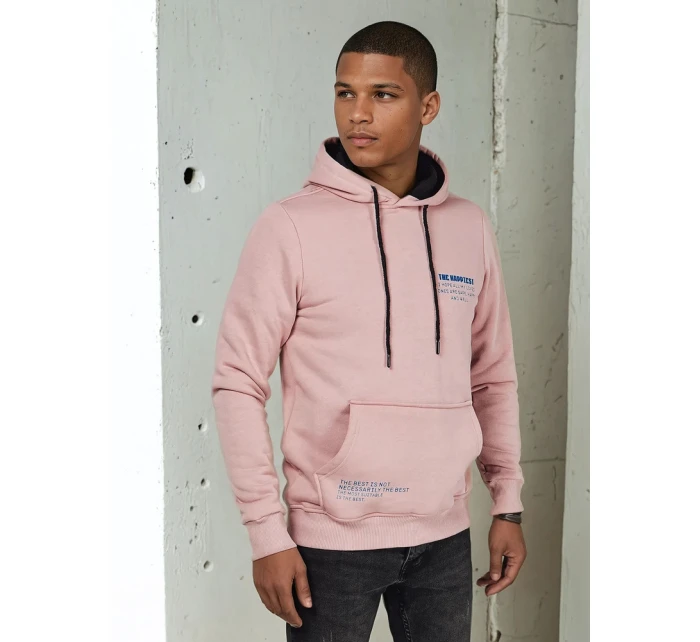 FashionStreet pánská růžová mikina s kapucí BX5692