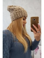 Fleecová čepice tmavě béžová model 18750839 - K-Fashion Fleecová čepice tmavě béžová model 18750839 - K-Fashion