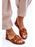 Zazoo 40185 Pohodlné kožené klínové sandály hnědé