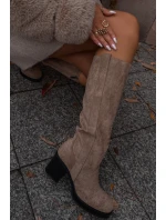 Dámské zimní kozačky s masivním béžové model 21715028 - Boto