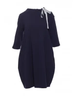 B070 Oversized šaty s páskem na zavázání - tmavě modré