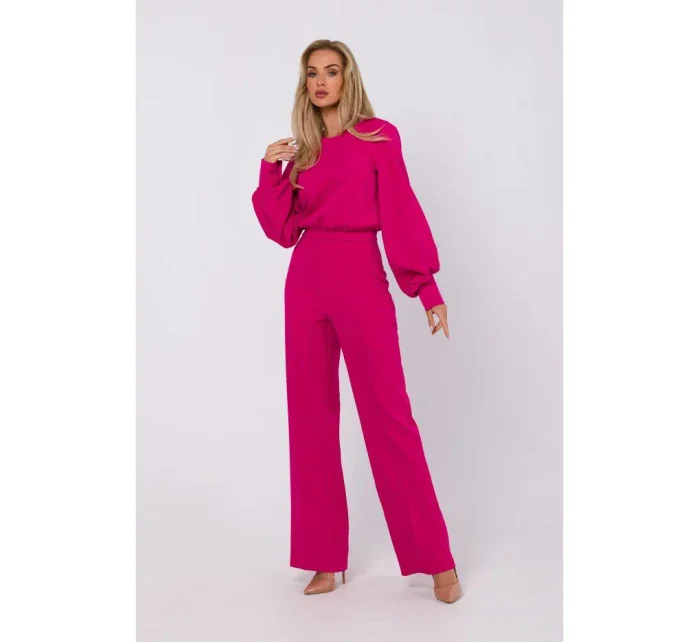 M754 Kombinéza s ozdobnými rukávy - fuchsiová