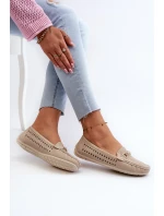 Dámské prolamované mokasíny s ozdobou, béžová Kaydance