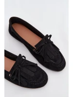 Dámské mokasíny se šněrováním a třásněmi – černé Glorina Dámské mokasíny se šněrováním a třásněmi – černé Glorina
