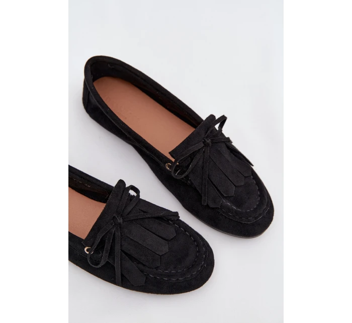 Dámské mokasíny se šněrováním a třásněmi – černé Glorina Dámské mokasíny se šněrováním a třásněmi – černé Glorina