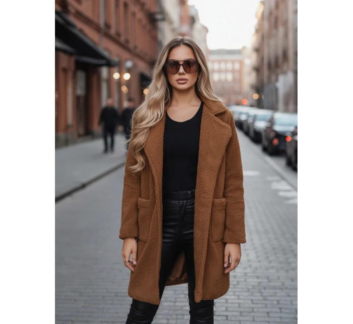 Dámský zimní kabát teddy fur brown FashionStreet NY0752z