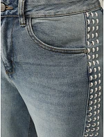 Dámské džíny balonového střihu s ozdobnými nýty modré UY2983
