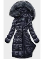 Tmavě modrá dámská metalická zimní bunda (B8073-3) Tmavě modrá dámská metalická zimní bunda (B8073-3)