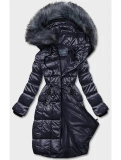 Tmavě modrá dámská metalická zimní bunda (B8073-3)
