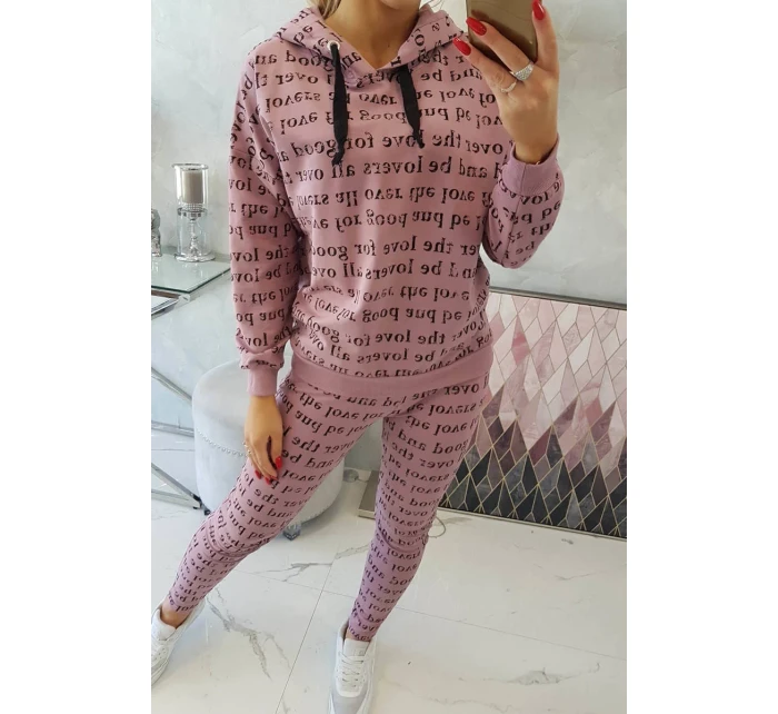 Tmavě růžová sada s potiskem
