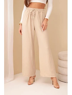 Kalhoty z viskózy se širokými nohavicemi tmavě béžové