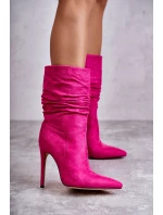 Dámské mačkané kozačky kozačky růžové Laguna