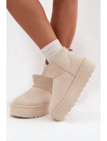 Dámské sněhule na platformě s přezkami světle béžové model 21714207 - Boto