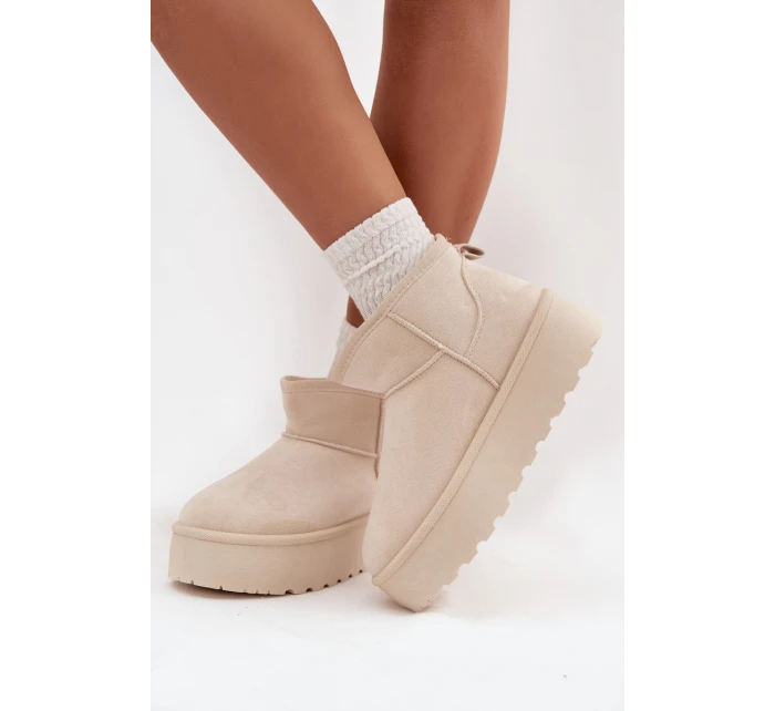 Dámské sněhule na platformě s přezkami světle béžové model 21714207 - Boto