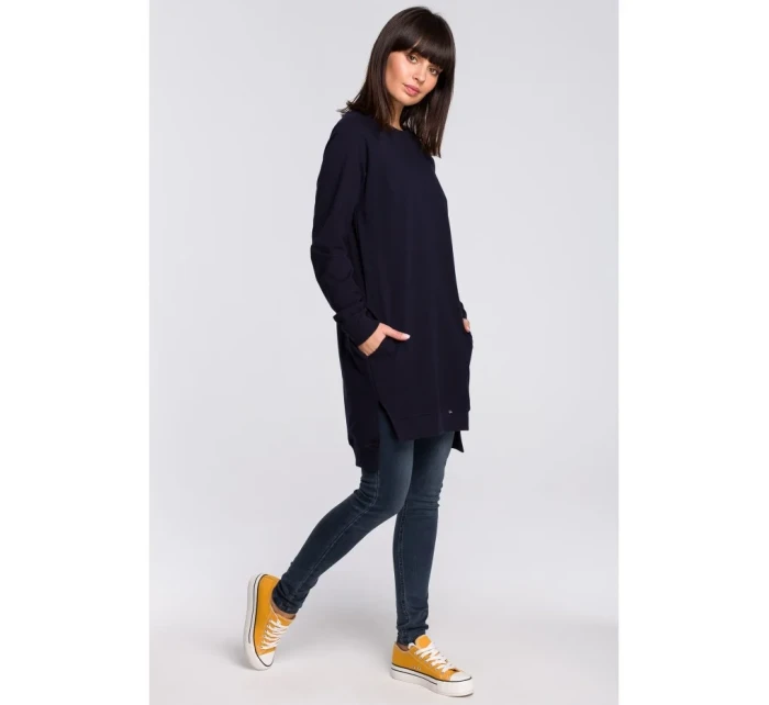 Tunika nadměrné velikosti s boky tmavě modrá model 18002013 - BeWear