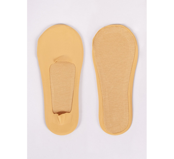 Yoclub Dámské nízké ponožky s laserovým střihem, 3 balení SKB-0060K-5100 Mustard