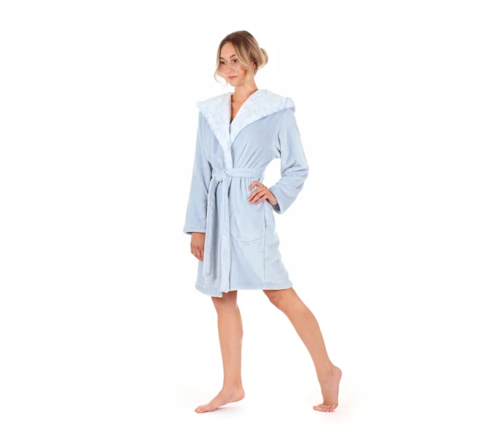 Dámský župan Flora s kapucí krátký 4856 jednobarevný ledově modrá - Vestis Dámský župan Flora s kapucí krátký 4856 jednobarevný ledově modrá - Vestis