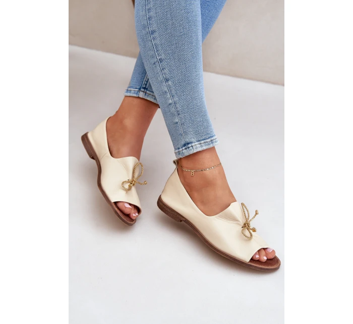 Kožené Dámské Baletky Béžové model 21682460 - Zazoo