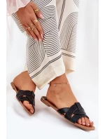 Ploché Dámské Pantofle S Proplétajícími Se Pásky Černé Selaenor Ploché Dámské Pantofle S Proplétajícími Se Pásky Černé Selaenor