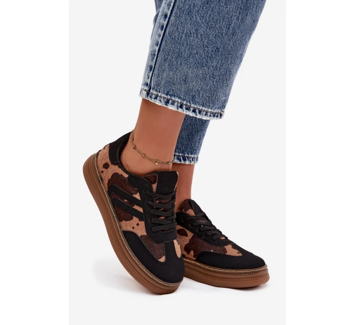 Dámské tenisky na platformě s flíčky černé Denissa Dámské tenisky na platformě s flíčky černé Denissa