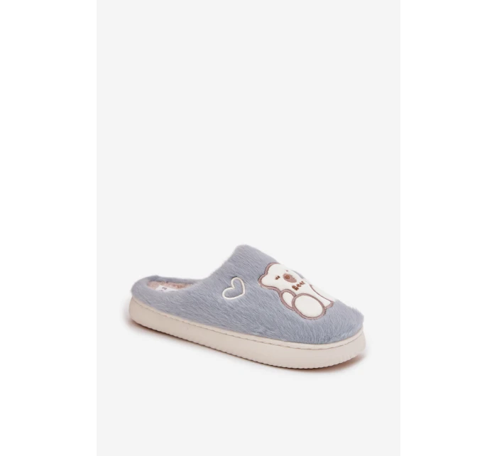 Dámské chlupaté papuče s medvídkem – modré Noralie Dámské chlupaté papuče s medvídkem – modré Noralie