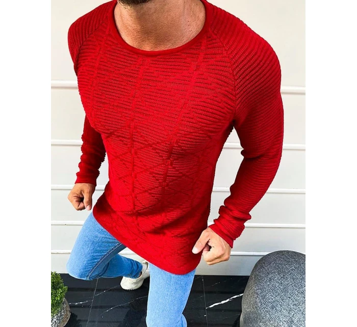 Pánský svetr přes hlavu červený model 21962605 - FashionStreet